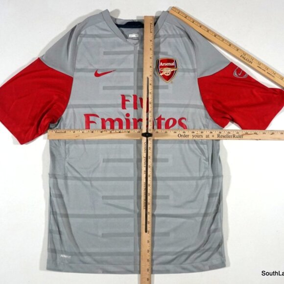 Nike Dri-Fit Arsenal Soccer Fly Emirates Jersey Men's Size Medium Grey Red Kit - Picture 7 of 10